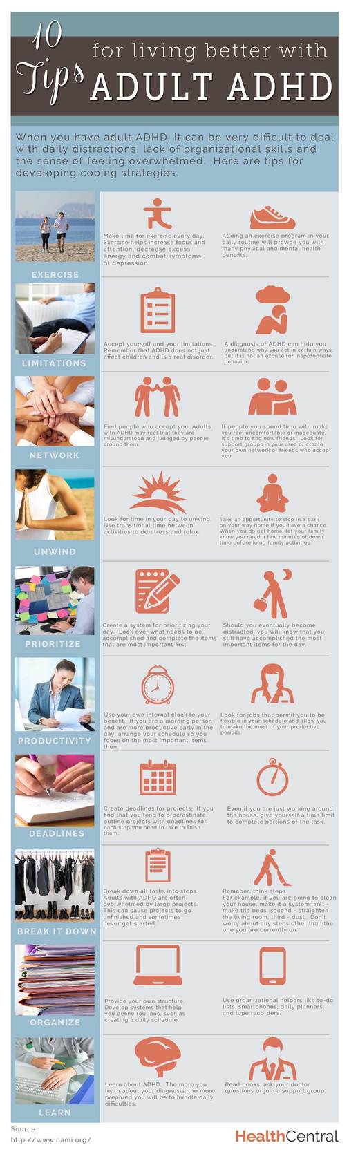 10 Tips For Living Better With Adult ADHD Infographic 