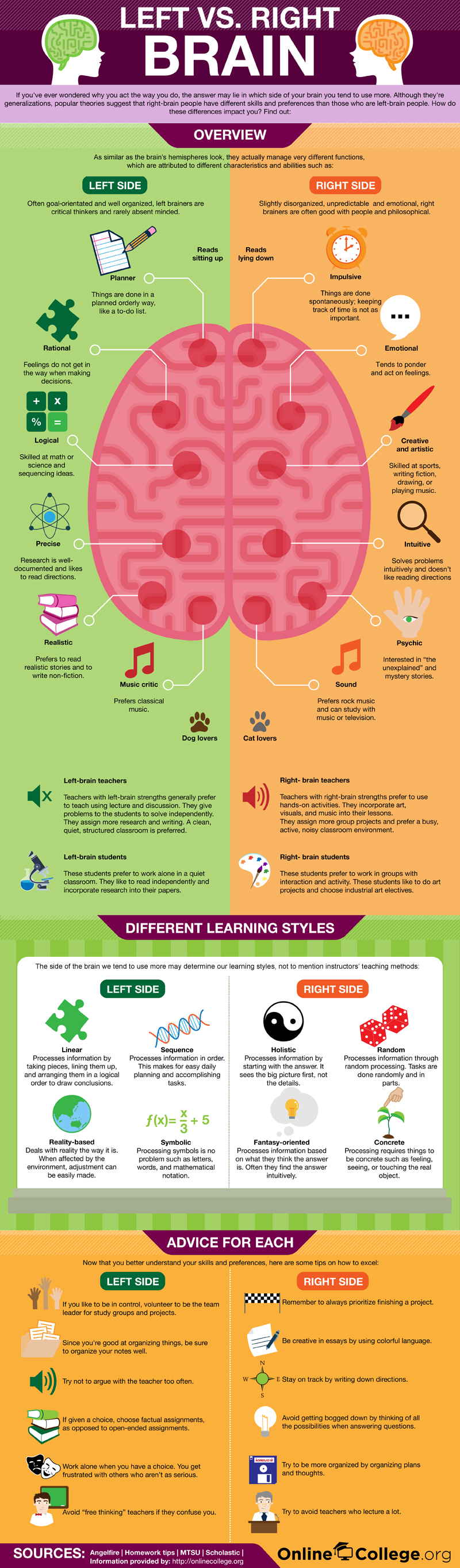 Are You Left Or Right Brained Infographic 